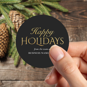 Frohe Feiertage Black Gold Business Weihnachten Runder Aufkleber