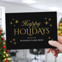 Frohe Feiertage Black Gold Elegant Modern Business