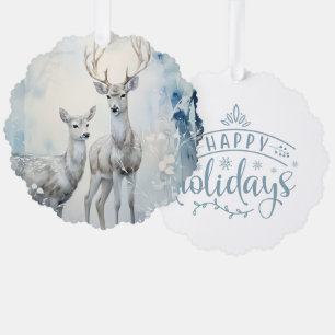 Frohe Feiertage Bock und Doe Ornament Karte