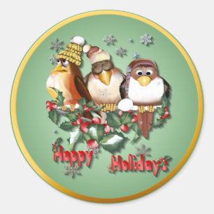 Frohe Feiertage Chirstmas Vogel-Aufkleber Runder Aufkleber