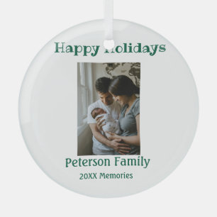 Frohe Feiertage Familie Foto grünes Weihnachten fa Ornament Aus Glas