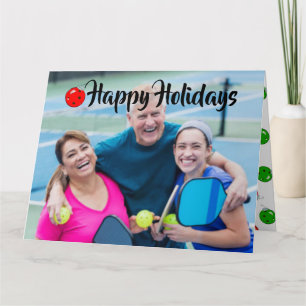 Frohe Feiertage Familienfoto Name Schneeflocken Karte
