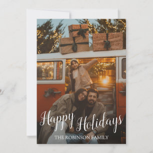 Frohe Feiertage Familienfoto Weihnachtskarte Feiertagskarte