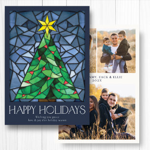 Frohe Feiertage Foto Retro Marineblau Feiertagskarte