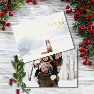 Frohe Feiertage Foto Winterlandschaft Fuchs Gold