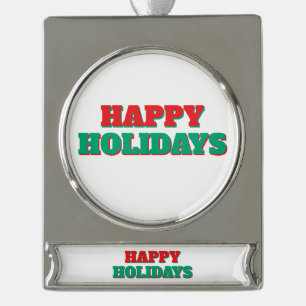 Frohe Feiertage Fröhliche Weihnachten Weihnachtsze Banner-Ornament Silber