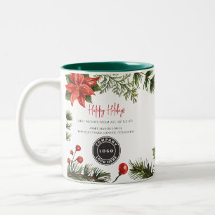 Frohe Feiertage Geschäft Logo Mitarbeiter Weihnach Zweifarbige Tasse