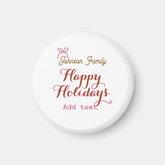 Frohe Feiertage goldener rosa Bogen Familienname N Magnet
