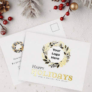 Frohe Feiertage Goldkranz Weihnachtsgeschäft Folien Feiertagspostkarte