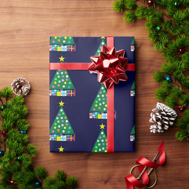 Frohe Feiertage Grüne Weihnachtsbaum:  Dunkelblau Geschenkpapier (Feiertagsgeschenk)