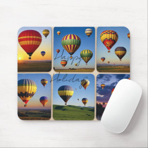 Frohe Feiertage-Heißluftballons Mousepad