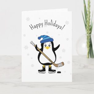 Frohe Feiertage Hockey Pinguin Feiertagskarte
