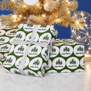 Frohe Feiertage Immergrüne Bäume Geschenkpapier