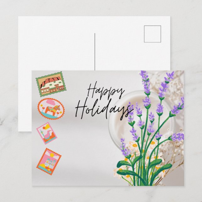Frohe Feiertage in moderner Schrift Postkarte (Vorne/Hinten)
