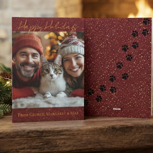 Frohe Feiertage Katze Mama Papa Elegantes Foto Feiertagskarte