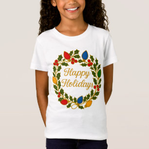 Frohe Feiertage Kranz Weihnachtslichter und Stechp T-Shirt