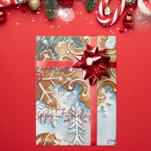 Frohe Feiertage Lebkuchen-Weihnachten Geschenkpapier