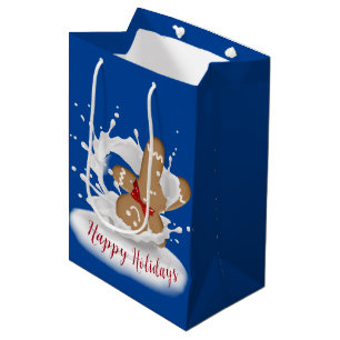 Frohe Feiertage Lebkuchenmann in Milch Mittlere Geschenktüte