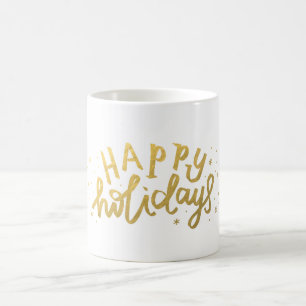 Frohe Feiertage Lettering Goldfolie Weihnachten Kaffeetasse