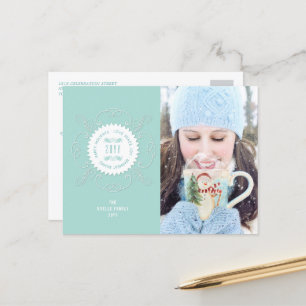 Frohe Feiertage Liebe Frieden Freude Verzierte Sie Feiertagspostkarte