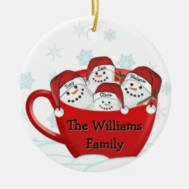 Frohe Feiertage Marshmallow Familie Keramik Ornament