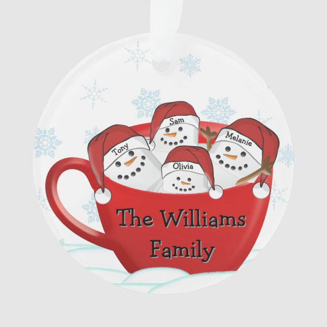 Frohe Feiertage Marshmallow-Familie  Ornament (Vorderseite)