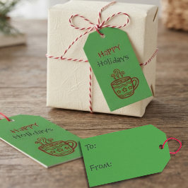 Frohe Feiertage Minimalist Doodle Festtags-Tasse Geschenkanhänger