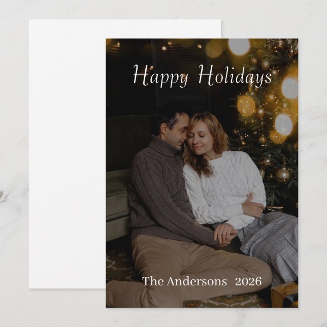 Frohe Feiertage Moderne Typografie Weihnachten Fot (Vorne/Hinten)