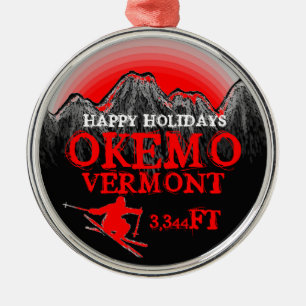 Frohe Feiertage Okemo Vermont rote Ornament Aus Metall