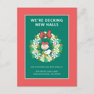 Frohe Feiertage   Pfefferminzbonbon-Kranz Feiertagspostkarte