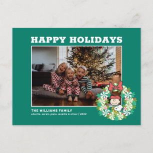 Frohe Feiertage   Pfefferminzbonbon-Kranz Feiertagspostkarte