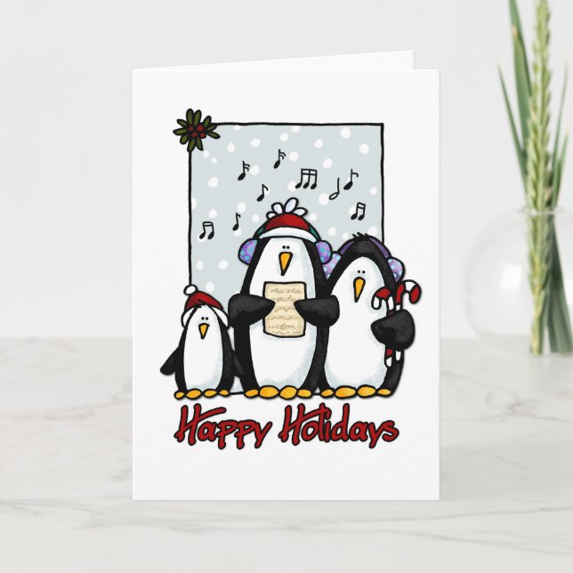 frohe Feiertage Pinguine Feiertagskarte (Vorderseite)