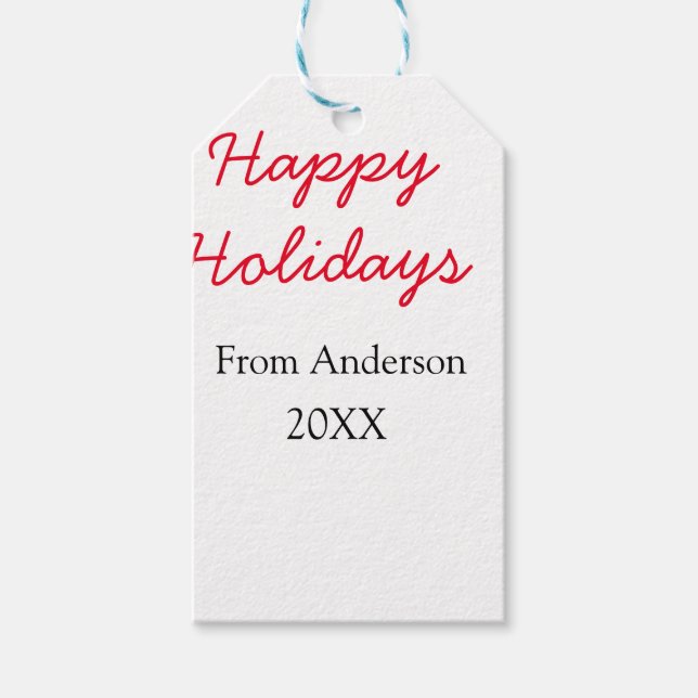 Frohe Feiertage Rote Liebe Familienname JahrChri Geschenkanhänger (Vorderseite)