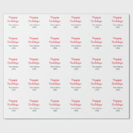 Frohe Feiertage Rote Liebe Familienname JahrChri Geschenkpapier