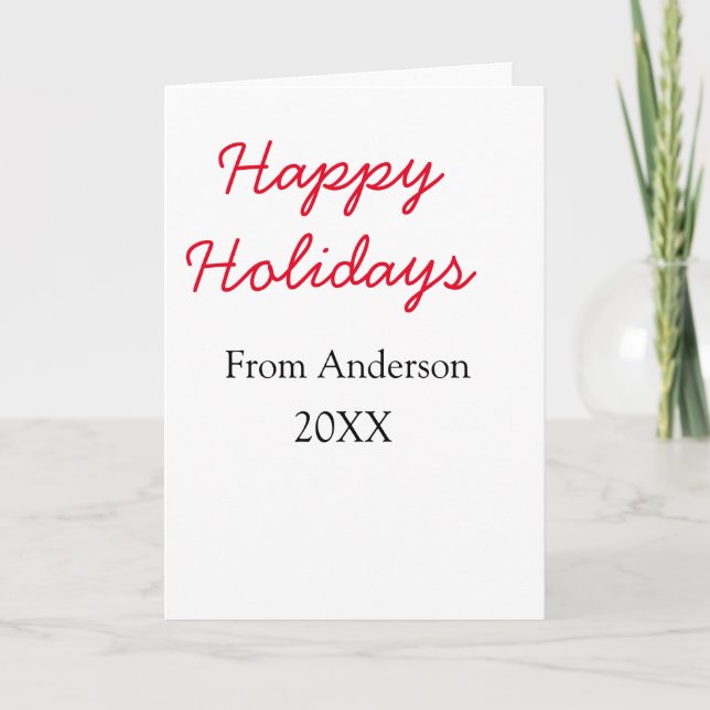 Frohe Feiertage Rote Liebe Familienname JahrChri Karte (Vorderseite)