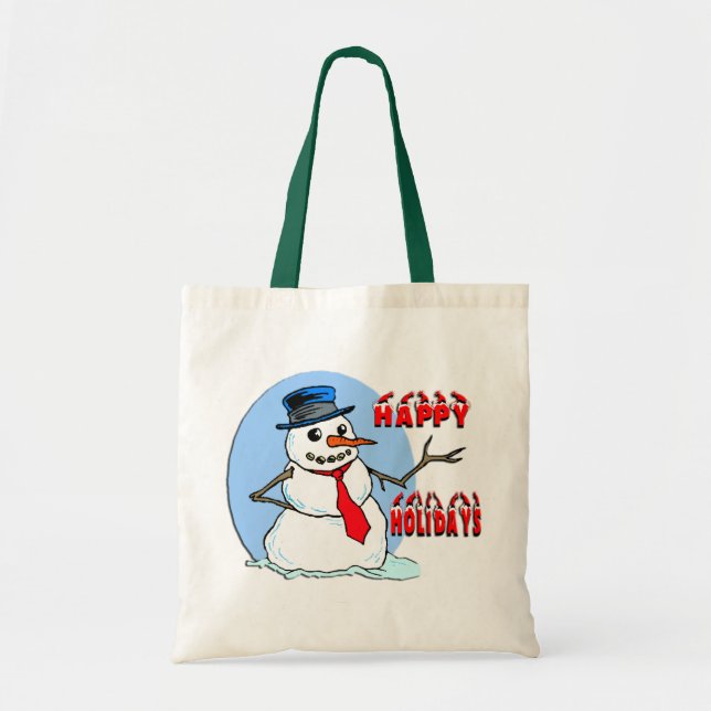Frohe Feiertage Schneemann-Geschenk-Taschen Tragetasche (Vorne)