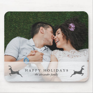 Frohe Feiertage Stylisher Hirsch Foto-Mauspad Mousepad