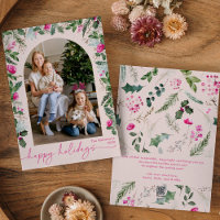 Frohe Feiertage Süße Rosa Grün Arch Foto