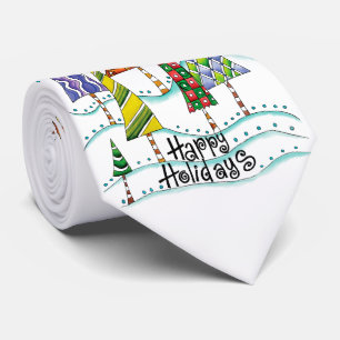 Frohe Feiertage! Süße Weihnachtsbäume mit Sternen Krawatte