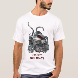 Frohe Feiertage. Totenkopfstapel und Tentakel T-Shirt