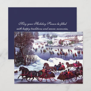 Frohe Feiertage. Vintage Winterlandschaft Karte