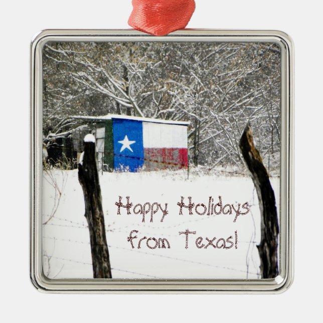 Frohe Feiertage von Texas-Verzierung Silbernes Ornament (Vorne)