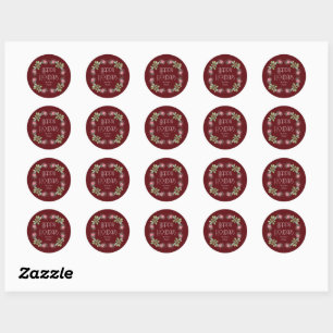 Frohe Feiertage Wasserfarbe Kranz Aufkleber