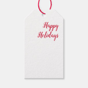 Frohe Feiertage Weihnachten Handschrift rot weiß Geschenkanhänger