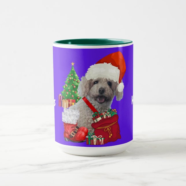 Frohe Feiertage Weihnachten Pudel Kaffeetasse (Zentrum)