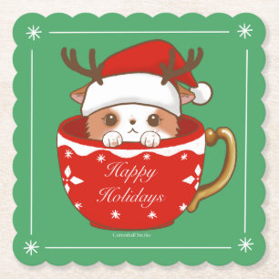 Frohe Feiertage Weihnachten Santa Rentier Mochi Ta Untersetzer