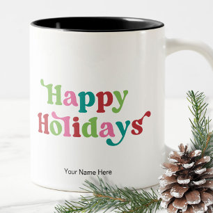 Frohe Feiertage Weihnachten Typography Zweifarbige Tasse