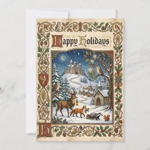 Frohe Feiertage Weihnachten Vintage Mittelalterlic
