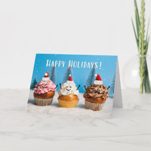 Frohe Feiertage Weihnachts-Cupcakes im Schnee Feiertagskarte