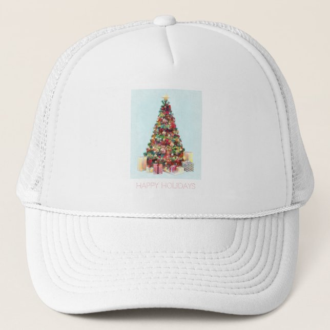 Frohe Feiertage. Weihnachtsbaum Truckerkappe (Vorderseite)